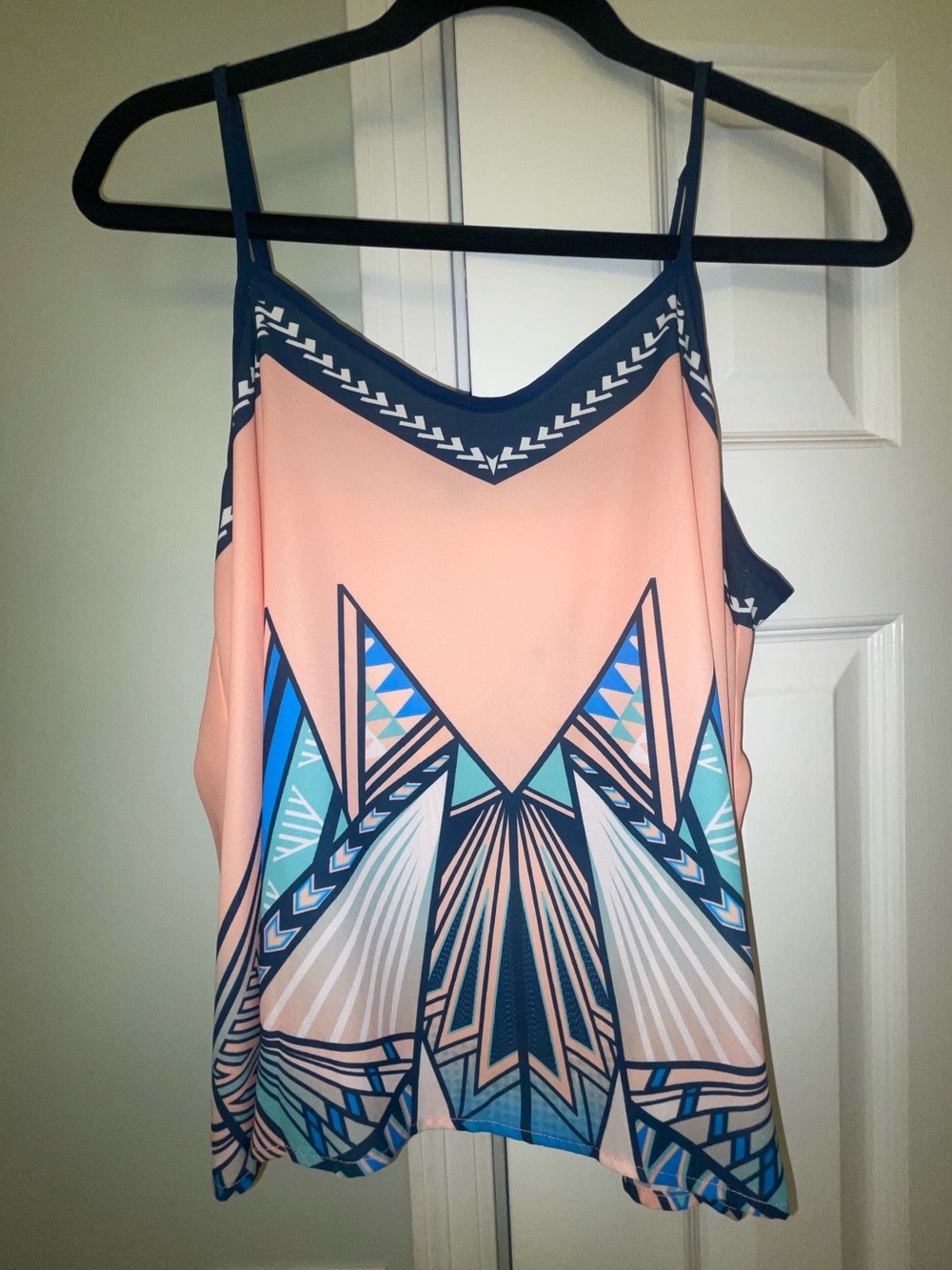 Jealous Tomato Peach & Blues Geometric Print Boho Cami
